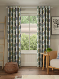John Lewis Valle Ikat Print Pair Lined Eyelet Curtains - thumbnail 2