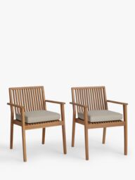 John Lewis Mona Garden Dining Chair, Set of 2, FSC-Certified (Acacia Wood), Natural