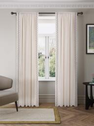John Lewis Georgie Floral Embroidered Edge Pair Slot Top Unlined Curtains