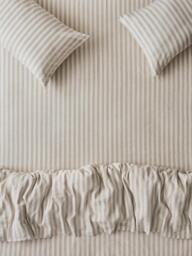 Piglet in Bed Pembroke Stripe Linen Blend Fitted Sheet, Oatmeal