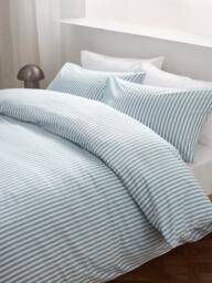 John Lewis Ava Cotton Percale Stripe Duvet Cover Set, Blue - thumbnail 6
