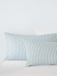 John Lewis Ava Cotton Percale Stripe Duvet Cover Set, Blue - thumbnail 3