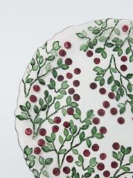 John Lewis Christmas Foliage Glass Serve Plate, 32cm, Green/Red - thumbnail 3