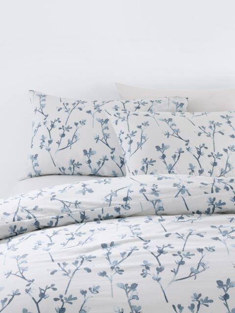 John Lewis Elena Pure Cotton Percale Reversible Duvet Cover Set, 220 Thread Count, Blue - image 1