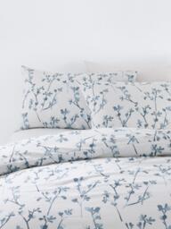 John Lewis Elena Pure Cotton Percale Reversible Duvet Cover Set, 220 Thread Count, Blue