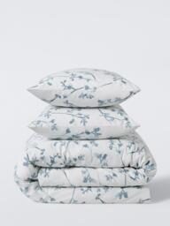 John Lewis Elena Pure Cotton Percale Reversible Duvet Cover Set, 220 Thread Count, Blue - thumbnail 5