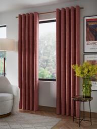 John Lewis Textured Weave Pair Blackout Lined Eyelet Curtains - thumbnail 5