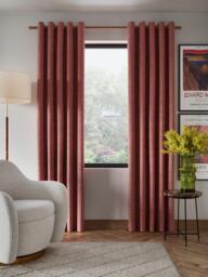 John Lewis Textured Weave Pair Blackout Lined Eyelet Curtains - thumbnail 3