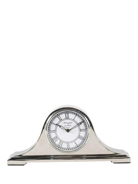 Libra Interiors Quartz Roman Numeral Retro Carriage Mantle Clock, Nickel - image 1