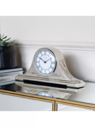 Libra Interiors Quartz Roman Numeral Retro Carriage Mantle Clock, Nickel - thumbnail 6