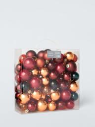 John Lewis Assorted Baubles, Box of 100, Red/Copper/Black - thumbnail 3