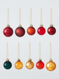 John Lewis Assorted Baubles, Box of 100, Red/Copper/Black
