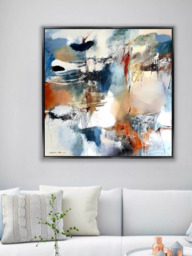 John Lewis Natasha Barnes 'Continuation' Framed Canvas Print, 106 x 106cm, Blue/Multi - thumbnail 2