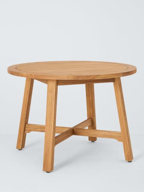 John Lewis Farmhouse Teak Wood Round Garden Dining Table, 110cm, Natural - image 1