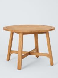 John Lewis Farmhouse Teak Wood Round Garden Dining Table, 110cm, Natural