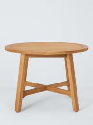 John Lewis Farmhouse Teak Wood Round Garden Dining Table, 110cm, Natural - thumbnail 2