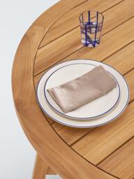 John Lewis Farmhouse Teak Wood Round Garden Dining Table, 110cm, Natural - thumbnail 3