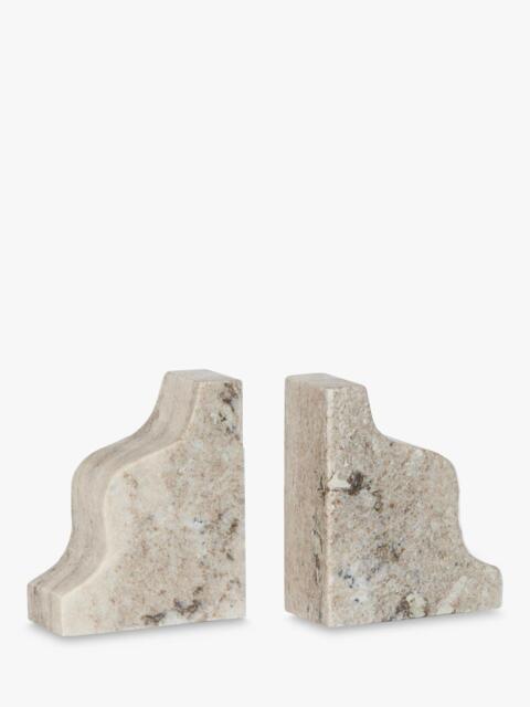 Neptune Malborough Curved Marble Bookends, Set of 2, Natural