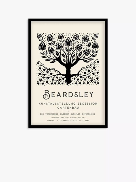 John Lewis Aubrey Beardsley 'Art Nouveau Tree' Framed Print, 73.5 x 53.5cm, Black/White