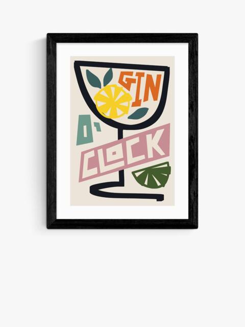 EAST END PRINTS Natalie Cass 'Gin O'Clock' Framed Print, 43.4 x 33.4cm, Black Frame - image 1