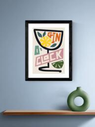 EAST END PRINTS Natalie Cass 'Gin O'Clock' Framed Print, 43.4 x 33.4cm, Black Frame - thumbnail 2