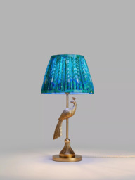John Lewis + Matthew Williamson Peacock Lamp Base and Peacock Tapered Lampshade, Gold/Blue - thumbnail 1