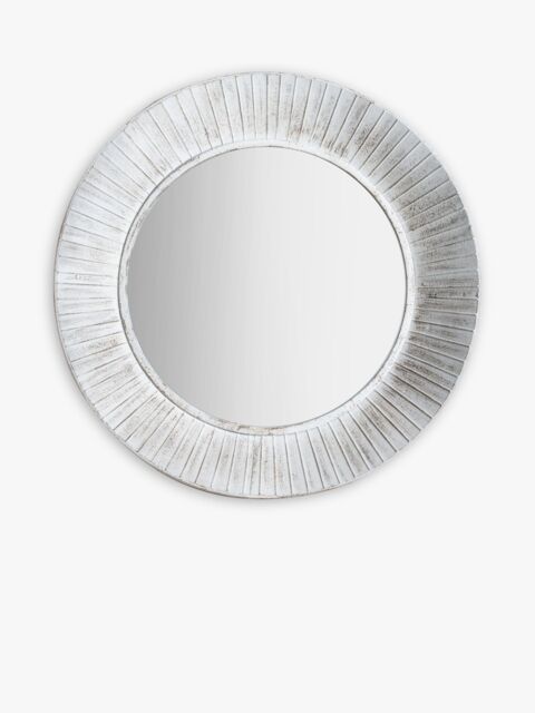 Gallery Direct Round Distressed Metal Wall Mirror, 81cm, White - image 1