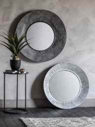 Gallery Direct Round Distressed Metal Wall Mirror, 81cm, White - thumbnail 5