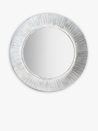 Gallery Direct Round Distressed Metal Wall Mirror, 81cm, White - thumbnail 1