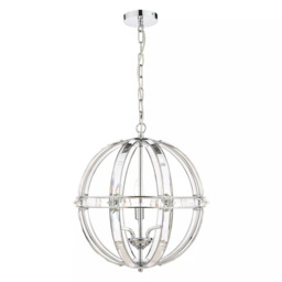 Laura Ashley Aidan Crystal Grand Ceiling Light, Clear/Polished Chrome - thumbnail 5