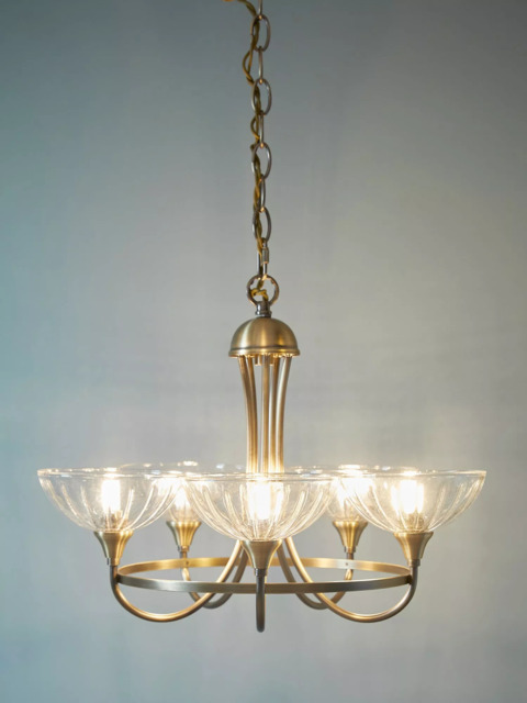Laura Ashley Wellham Chandelier Ceiling Pendant Light, 5 Arms, Antique Brass - image 1