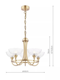 Laura Ashley Wellham Chandelier Ceiling Pendant Light, 5 Arms, Antique Brass - thumbnail 6