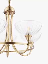 Laura Ashley Wellham Chandelier Ceiling Pendant Light, 5 Arms, Antique Brass - thumbnail 5