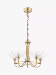 Laura Ashley Wellham Chandelier Ceiling Pendant Light, 5 Arms, Antique Brass - thumbnail 4