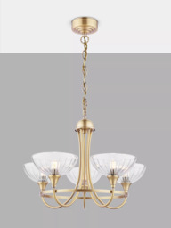 Laura Ashley Wellham Chandelier Ceiling Pendant Light, 5 Arms, Antique Brass - thumbnail 3