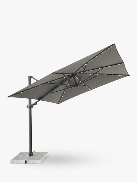 KETTLER Orion LED Aluminium Cantilever Square Parasol & Base, 3m - image 1