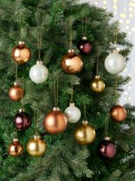 John Lewis Glass Baubles, Box of 42, Gold/Brown/Cream - thumbnail 2