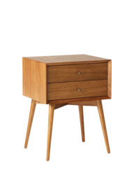 west elm Mid-Century Wood 2 Drawer Bedside Table, Acorn - thumbnail 1