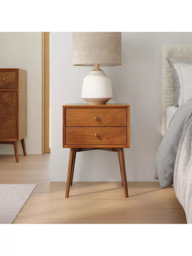 west elm Mid-Century Wood 2 Drawer Bedside Table, Acorn - thumbnail 3