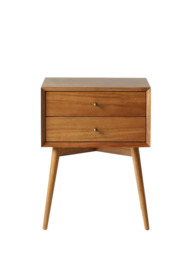 west elm Mid-Century Wood 2 Drawer Bedside Table, Acorn - thumbnail 6
