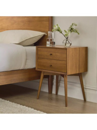west elm Mid-Century Wood 2 Drawer Bedside Table, Acorn - thumbnail 2