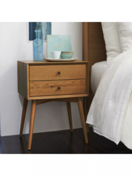 west elm Mid-Century Wood 2 Drawer Bedside Table, Acorn - thumbnail 4