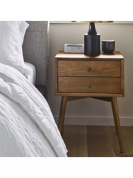 west elm Mid-Century Wood 2 Drawer Bedside Table, Acorn - thumbnail 5