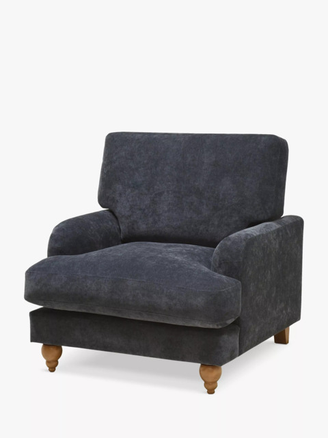 John Lewis Clover Armchair, Dark Wood, Chunky Chenille Charcoal - image 1