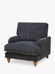 John Lewis Clover Armchair, Dark Wood, Chunky Chenille Charcoal - thumbnail 1