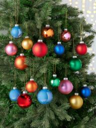 John Lewis Glass Christmas Tree Baubles, Box of 42, Multi - thumbnail 2