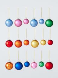 John Lewis Glass Christmas Tree Baubles, Box of 42, Multi