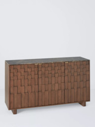 John Lewis Check Marble Top 3 Door Sideboard, Dark Brown - thumbnail 1