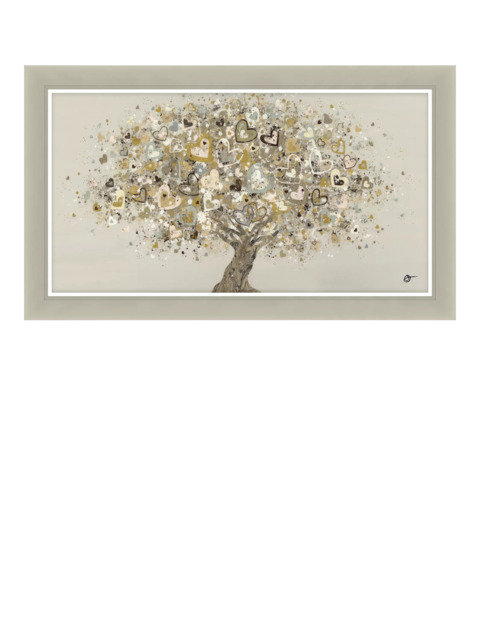 John Lewis Sara Otter 'Neutral Heart Tree' Framed Print, 72 x 122cm, Gold/Taupe - image 1