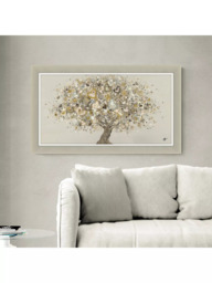 John Lewis Sara Otter 'Neutral Heart Tree' Framed Print, 72 x 122cm, Gold/Taupe - thumbnail 2